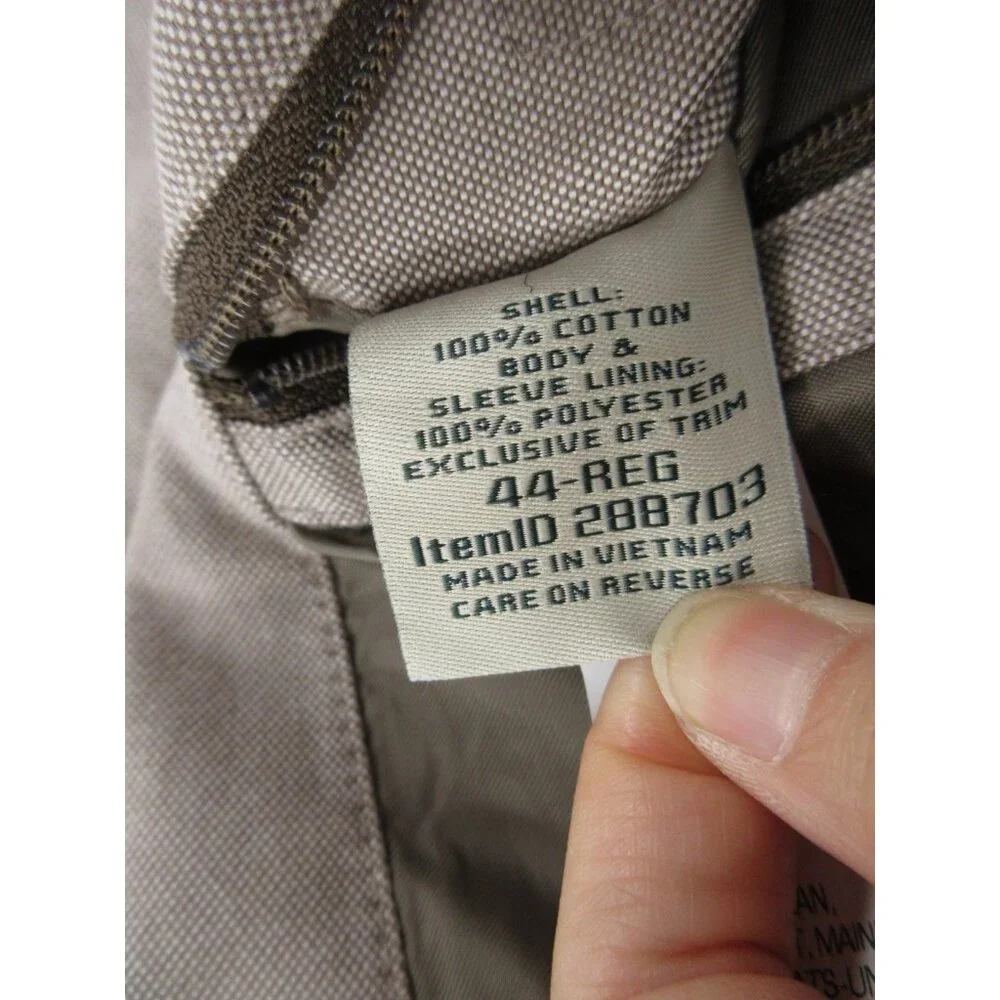 LL Bean Sport Coat 44 Taupe Field Blazer Safari Utility Jacket Canvas
